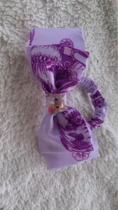 紫色リボンヘアゴム