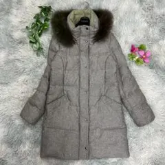 【23区】ファー ダウンジャケット 38 アウター グレー BINICOCCHI