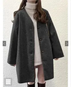 【匿名配送】GRLグレイル モッサニットミドルコート fo1386 チャコール