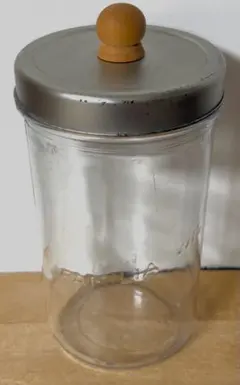 ガラス製キャニスター 中型 木製ノブ付き