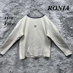 RONIA (F) フロントロゴ刺しゅう ロングTシャツ