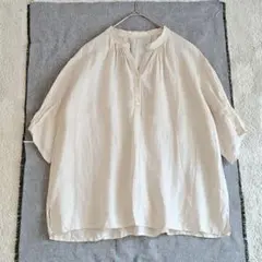 23区　LIBECO ベルギーリネンワイドタックシャツ　38(M)　貝ボタンのサムネイル