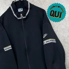 レア90s日本製古着○オールドナイキ 刺繍トラックジャケット ブラック XL