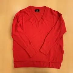 INED 日本製 Vネック セーター　レッドニット　赤　クリスマスセーター