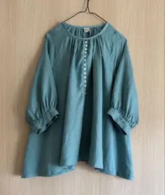 美品】トゥモローランド ペプラム ギャザー フレアブラウス ミント 