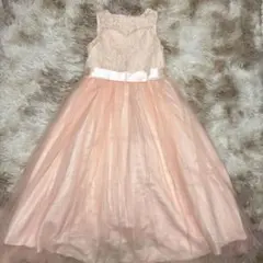 ピンクのレースドレス（ノースリーブ） 発表会160cm