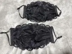 レースデザイン黒マスク2枚セット