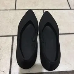 GU ブラック ウォッシャブルニットフラットシューズ 24.0cm