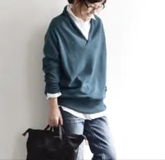 エコロコ　オーバーサイズ ブラック Vネック セーター　LL〜3L