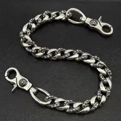 ウォレットチェーン ファンシー ネックレス ダブルクリップ シルバー
