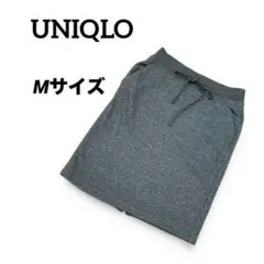 【冬物最終価格】美品ユニクロ裏起毛スウェット生地タイト膝上スカート グレー M