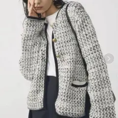 未使用級✨25ss現行 ミラオーウェン ニットツイードショートジャケット ミラオーウェン ニットツイードショートジャケット Mila Owen