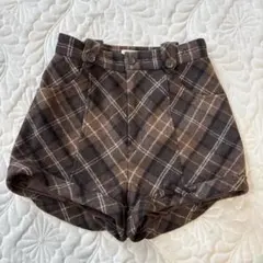 andmary Ribbon check mini pants beige - メルカリ