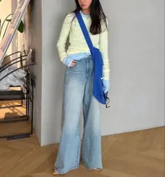 シールームリン Light Sheer RIB Fitトップス サックス