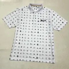 美品★Arnold Palmer Golf★吸汗速乾ストレッチポロ2XL白総柄のサムネイル