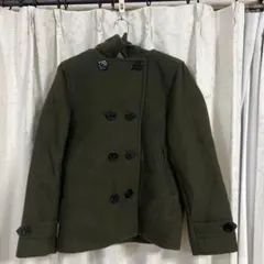 coen オリーブグリーン フード付きピーコートＭ
