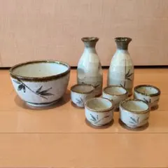 竹模様 陶器 お猪口 徳利 セット