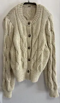 美品　ミラオーウェン ケーブルスコッチ釦短丈ケーブルニットカーディガン