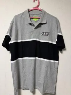 HUF ストライプポロシャツ Mサイズ グレー/ブラック