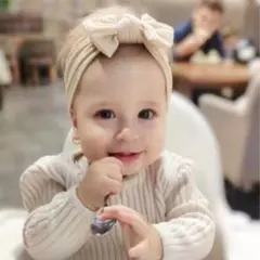 ベビー ヘアバンド ソフト くすみ ④リボン 可愛い ヘアゴム 赤ちゃん