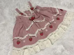 いちごモチーフ ピンクワンピース