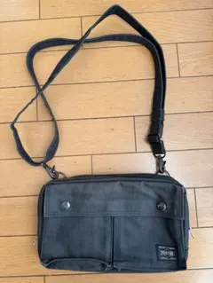 PORTERブラック ショルダーバッグ 2ポケット