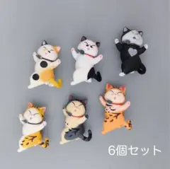 猫 6個セット招き猫 フィギュア ミニチュア ネコ 縁起幸運 開運 置物