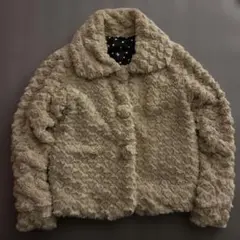 ベージュ フリースジャケット ボタン付き 160