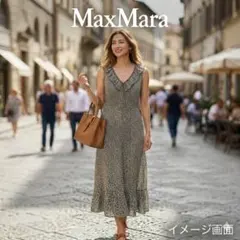 美品！Max Mara白タグ 最高級 シルク100% 花柄ワンピース 42 L