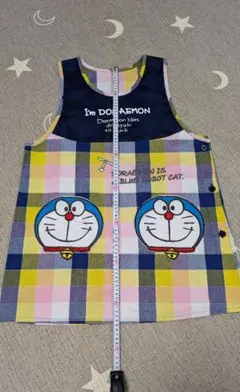 ドラえもん エプロン チェック柄　保育士　M〜L