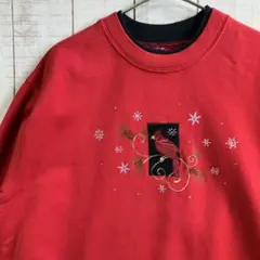 古着　長袖　スウェット 裏起毛　刺繍　アメカジ ゆるだぼ