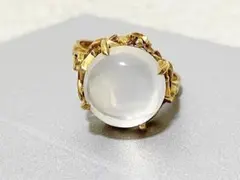 【極美品】K18 大粒ムーンストーン　アンティーク　ゴールドリング　指輪