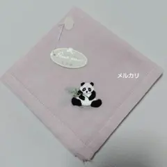 [未使用品] ブルーミング中西 パンダ 手刺繍ハンカチ ピンクのサムネイル