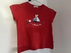 familiar ファミリア後ろも可愛いマリンプリント 赤 Tシャツ130