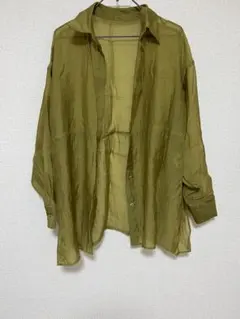 シアービッグシャツ　シアーシャツ　グリーンシャツ