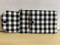 ハンドメイド　ファスナーポーチ　フラット　チェック　通帳　ポケット付き