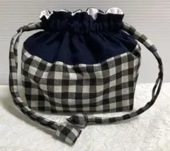 お弁当袋　巾着　チェック柄 　　　　　　　　　NO132