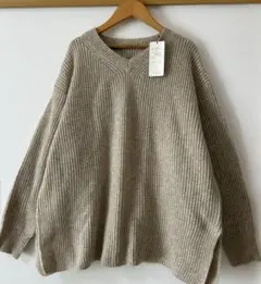 【SALE】新品⭐️ざっくり　Ｖネック　ニット　プルオーバー　ベージュ　長袖