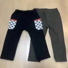 黒 チェック柄ポケット パンツ 95cm