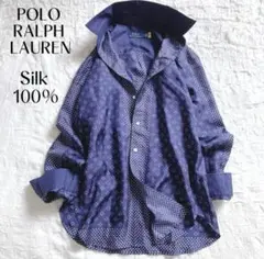 9/30【ポロラルフローレン】美品✨現行タグ 上品 洗える シルクシャツ ドット