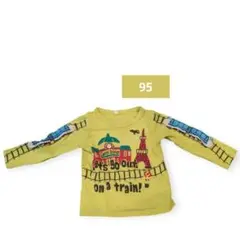 列車デザイン 長袖Tシャツ 95cm