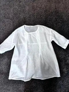 SUN VALLEY/麻100％/ホワイト/五分袖/ブラウス/ナチュラル/