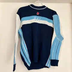 デザインニット 切替ニット スポーツ 古着風 メンズS レディースM相当 古着