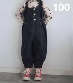 しまむら micorrid soft cheese デニムサロペット 100cm