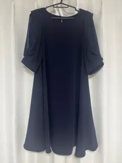 美品！ネイビー フレアドレス バルーンスリーブ
