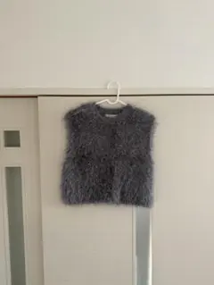 グレー ファー風 ノースリーブベスト