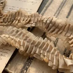 ジャンクジャーナル素材☆錆染フリルプリーツレース