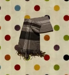 グレー ストライプ マフラー フリンジ付き チェック柄 黒 海外 レトロ y2k