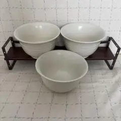 ホワイト陶器製丼3個セット