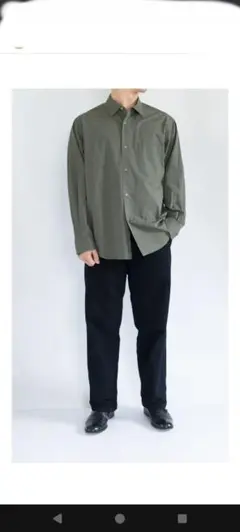 BY タンゴ ブロード ワイドフォルム テーパード シャツ　XLサイズ　オリーブ